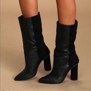 Kolby black leather pointed-toe boots